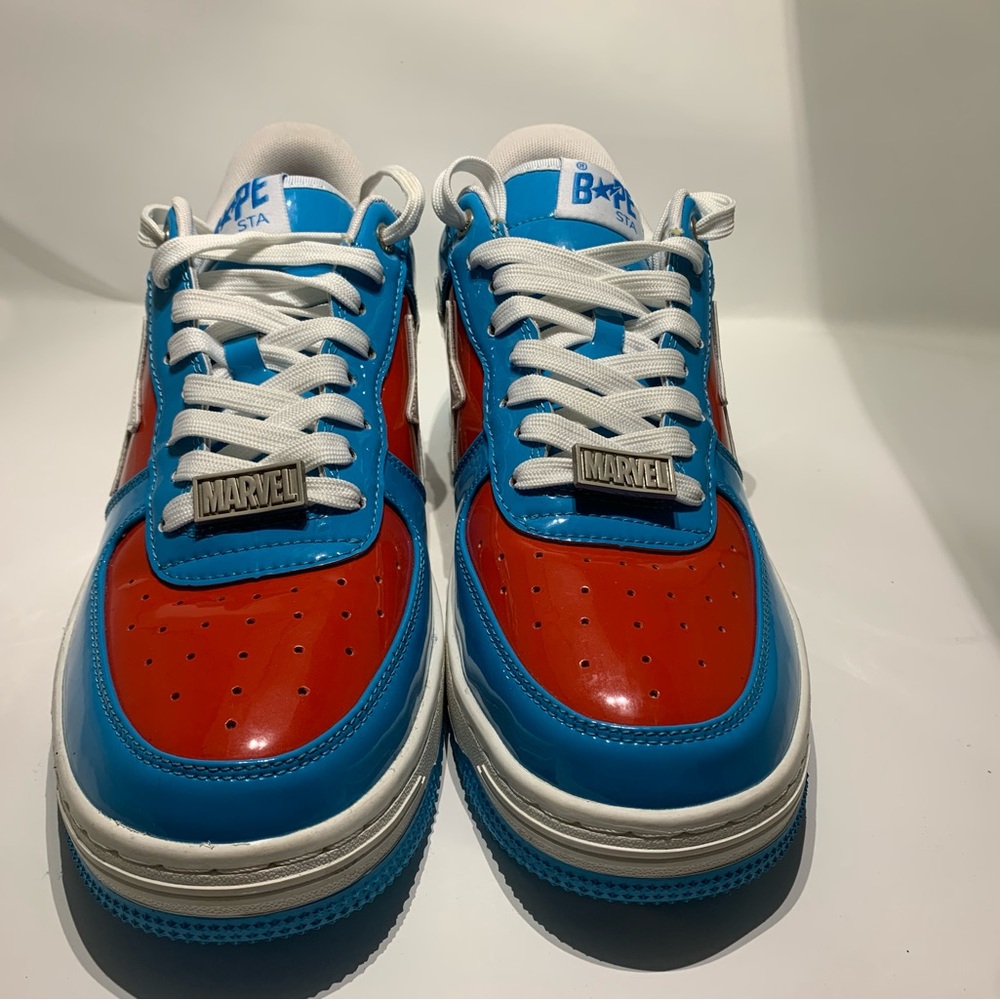 Marvel Red and Blue Bape Sta Sneakers